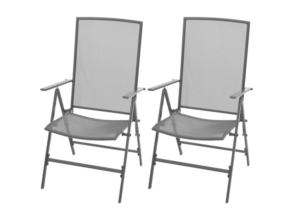 Stackable garden chairs, 2 pieces, steel, grey