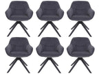 Set of 6 Meublita-K28 dining chairs - upholstered kitchen chair with armrests - swivel - metal - fabric/tex