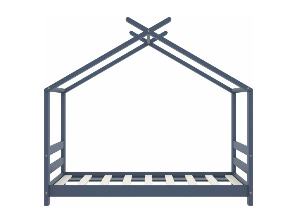 Children's bed frame, grey, solid pine wood, 70x140 cm