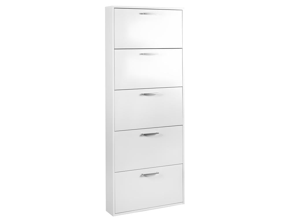 White shoe cabinet with 5 drawers, holds 15 pairs of shoes, H.164 cm - TIDY