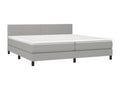 Upholstered bed base with mattress, light grey, 200x200 cm, fabric, 3