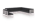9-piece garden furniture set with cushions, white, solid pine wood