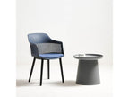 Set of 4 modern chairs in blue resin with black designer legs