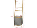 Towel Ladder Stand with 1 Removable Laundry Basket and 3 Bars FRG263-N
