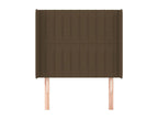Headboard with wings, dark brown, 93x16x118/128 cm, fabric