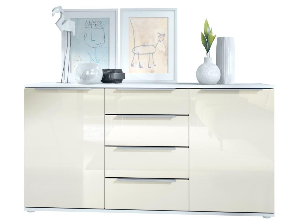 White matte and cream lacquered furniture, dimensions (W x H x D): 139 x 72.5 x 35 cm