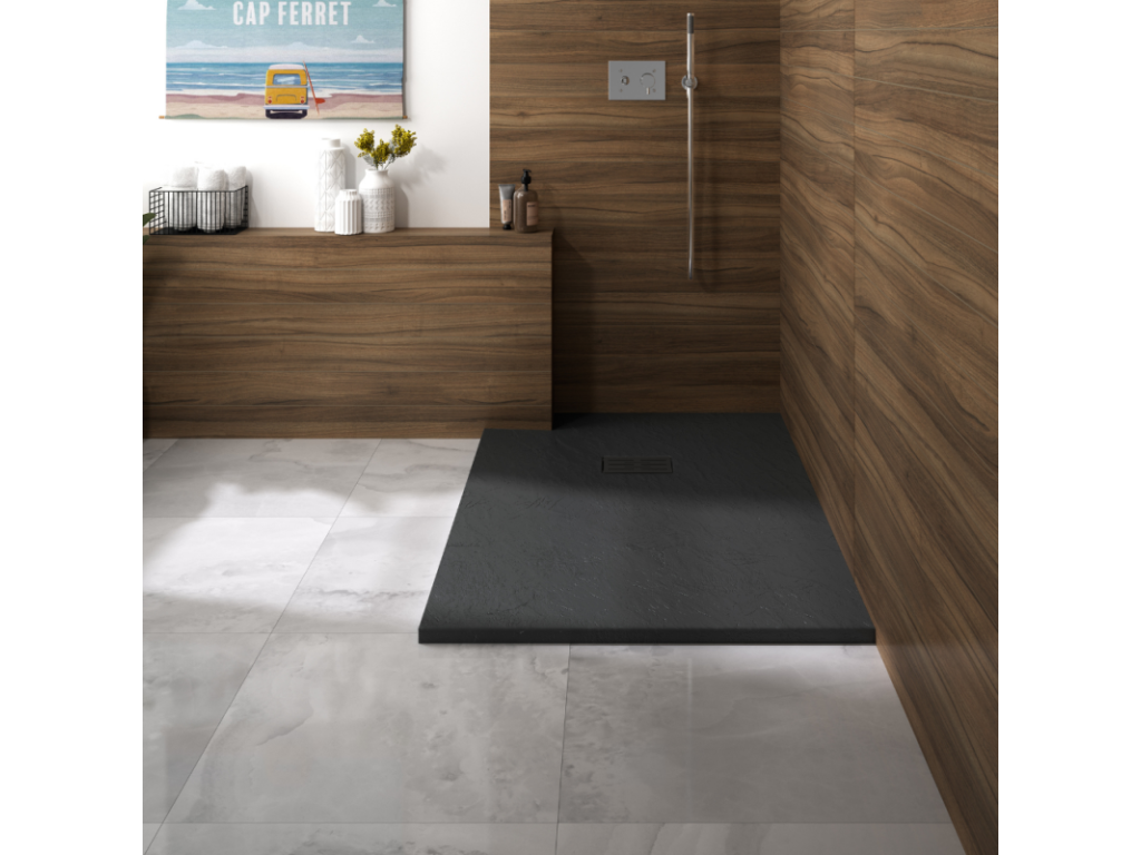Vertchez 140x100 Kinerock evo biolex rectangular black shower tray