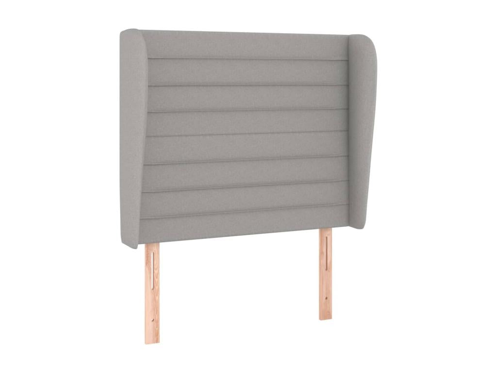 Headboard with wings, light grey, 103x23x118/128 cm, fabric