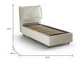 Meublita Single Bed, Storage Bed with Fabric Upholstery, Made in Italy, Side Opening, Suitable for 80x190 cm Mattress, Beige