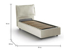 Meublita Single Bed, Storage Bed with Fabric Upholstery, Made in Italy, Side Opening, Suitable for 80x190 cm Mattress, Beige