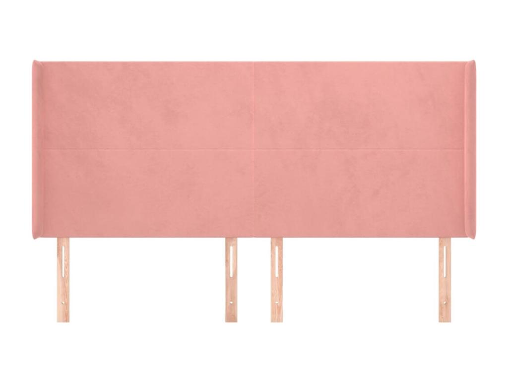 Pink Headboard with Wings 183x16x118/128 cm Velvet