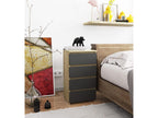 Meublita CL4 Chest of Drawers, Oak Finish, 40 cm, 4 Drawers, Graphite Grey Front, 40x35x74 cm