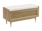 Meublita - Entryway bench with shoe storage in wood and caning, 100cm long - Light wood