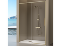 Fixed gold shower screen with sliding door, Meublita brushed gold, 135-137.6 cm