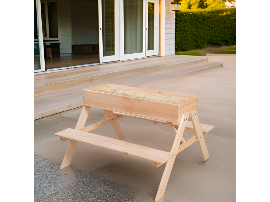 Children's table with integrated sandbox