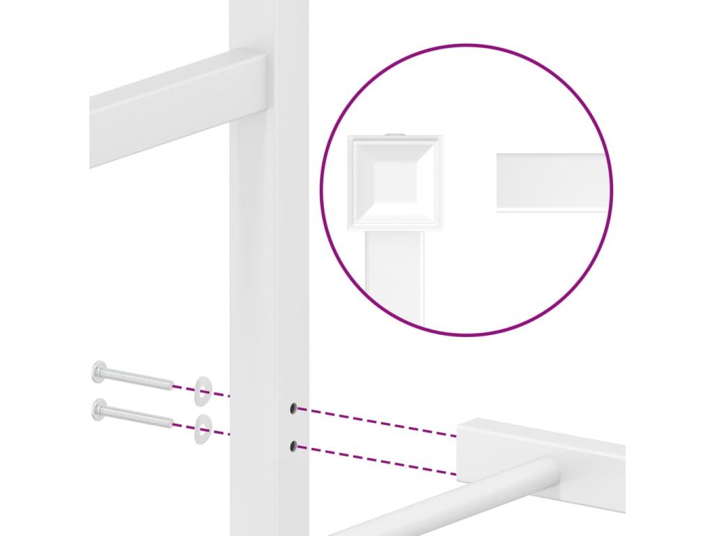 Metal bed frame with white headboard 183x213
