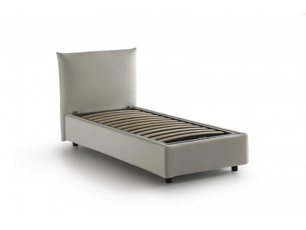 Vertchez Single Bed Storage Bed with Fabric Upholstery Made in Italy Side Opening Suitable for 80x190 cm Mattress Beige