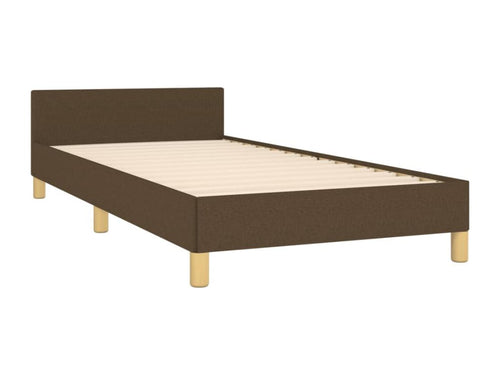 Bed frame with headboard, dark brown, 100x200 cm, fabric