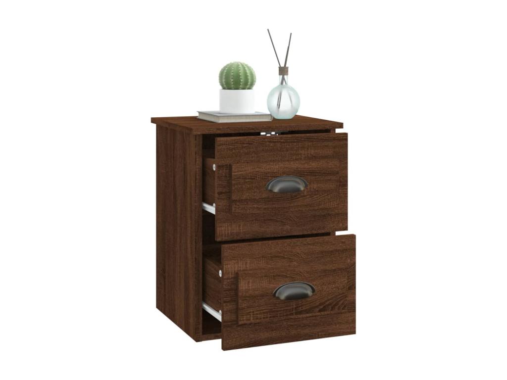 Wall-mounted bedside table, brown oak, 41.5x36x53 cm