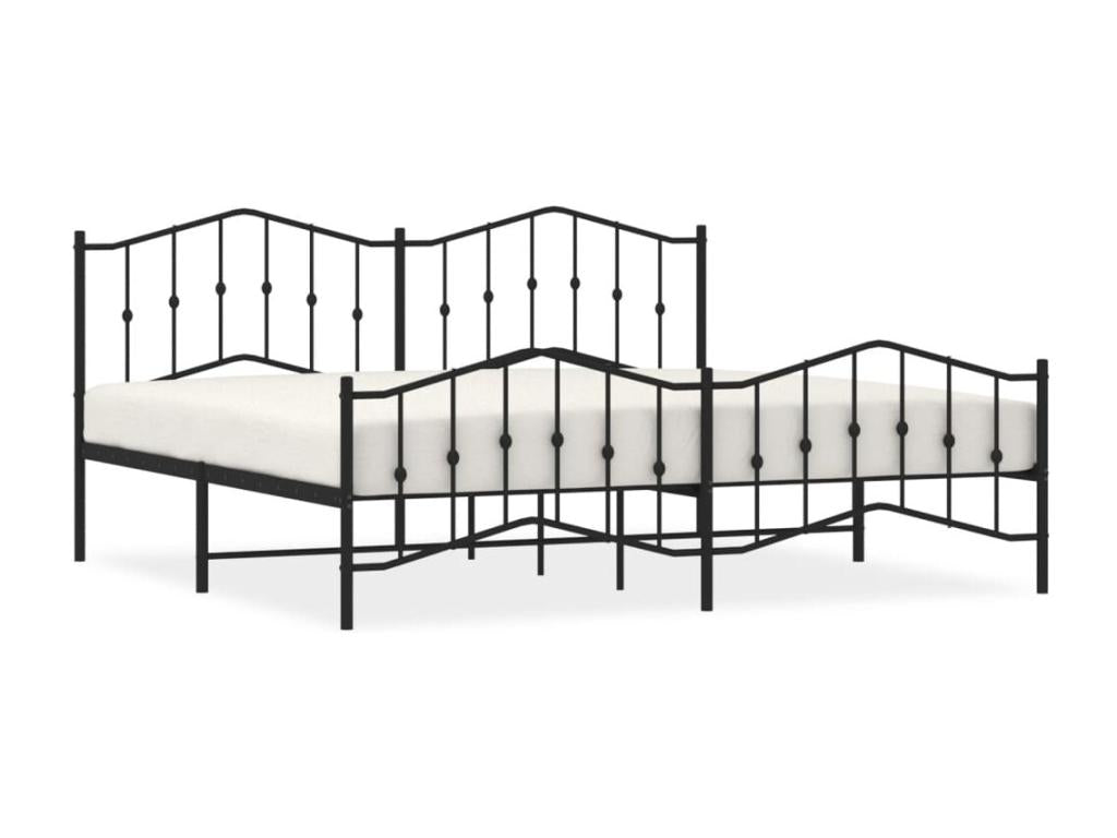 Metal bed frame with headboard and footboard, black, 193x203