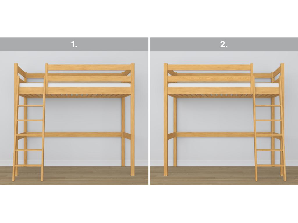 Wooden loft bed N03 Natural Pine 90x200