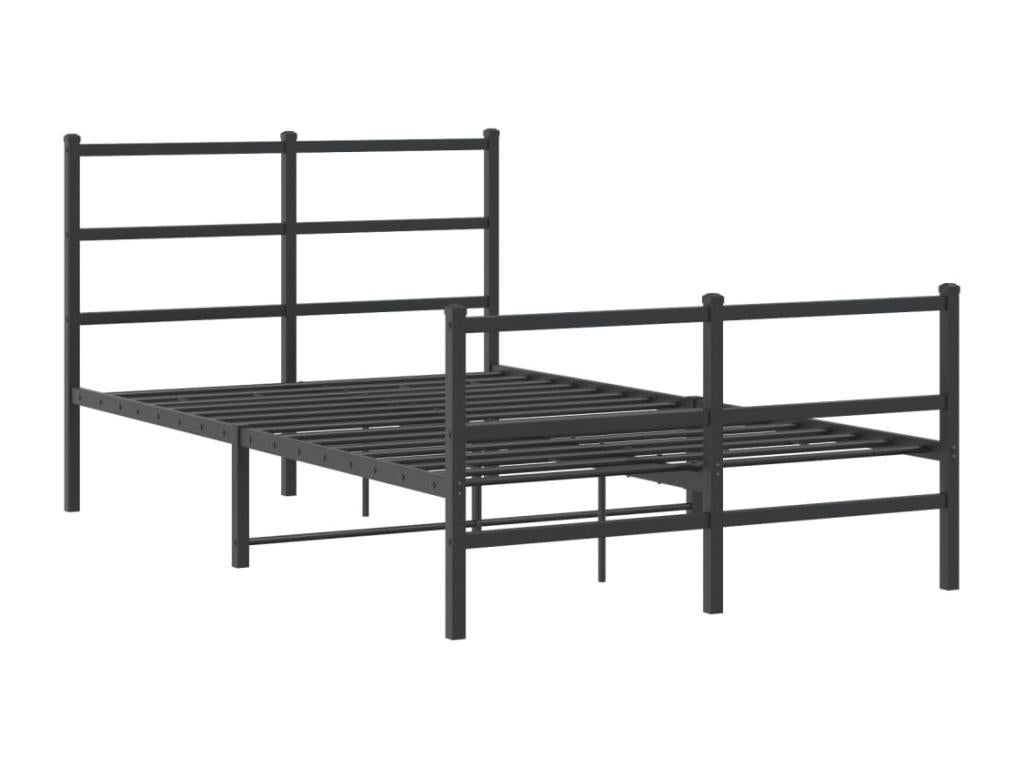 Metal bed frame without mattress, with black bed legs, 120x190cm