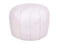 White leather pouf 48x48x38h