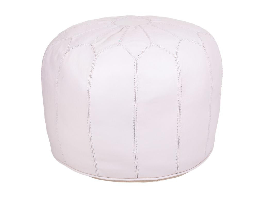 White leather pouf 48x48x38h