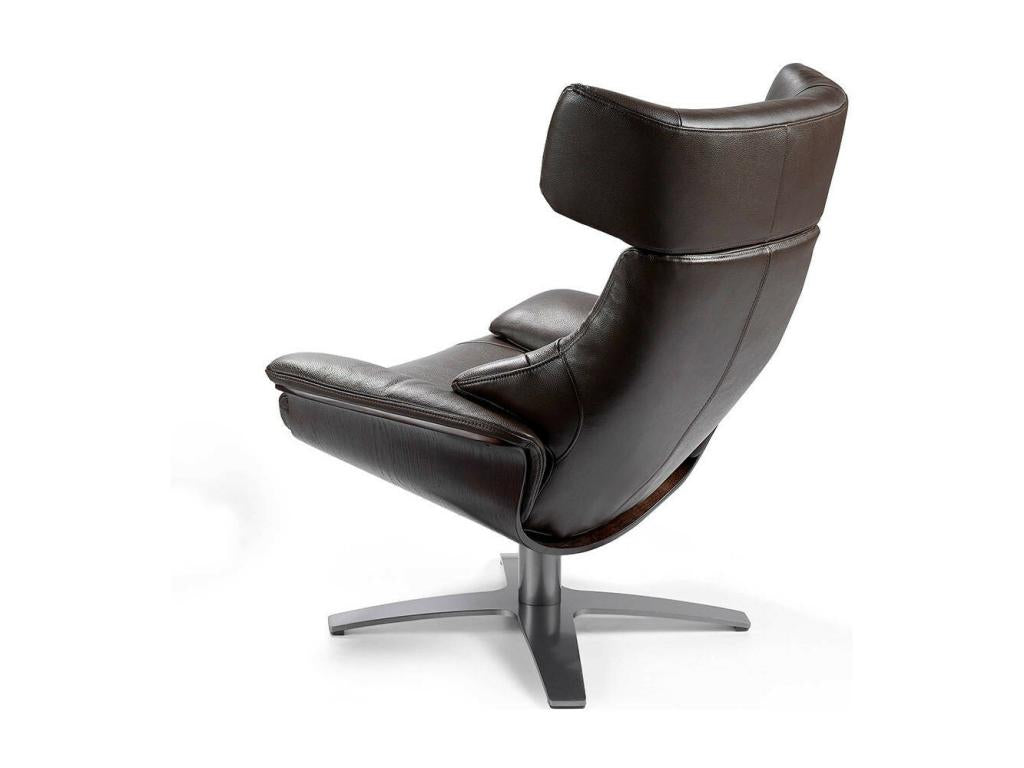 Meublita swivel armchair in leather with folding backrest mechanism - Meublita Leather Color