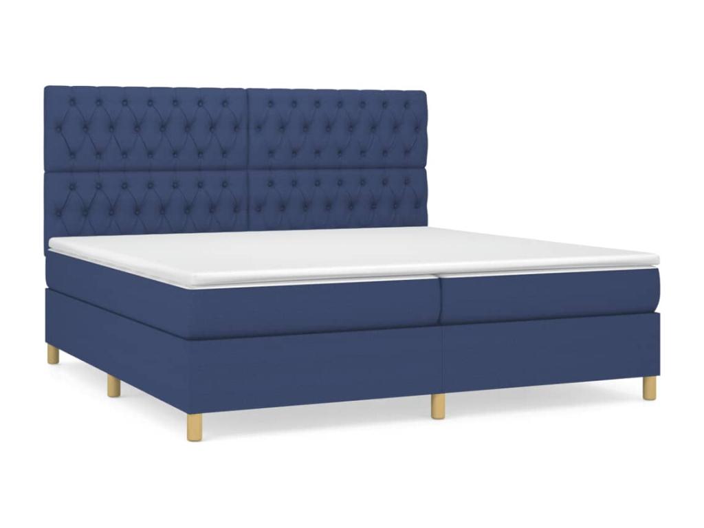 Upholstered bed base with mattress, blue, 200x200 cm, fabric, 5
