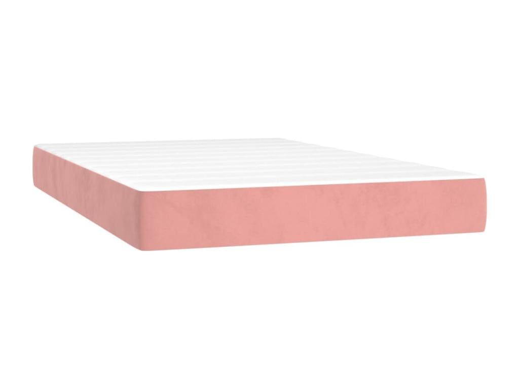 Upholstered bed base with mattress and LED light, Pink, 120x200cm, Velvet