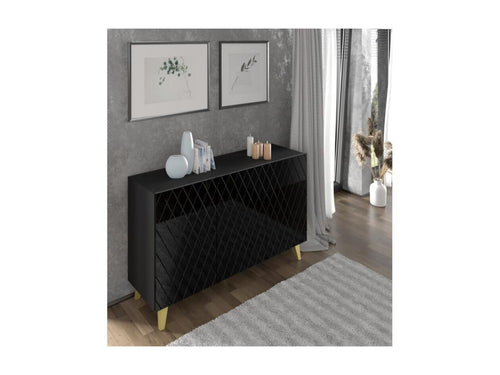 Meublita wooden sideboard with gold legs - Black - W 145 cm