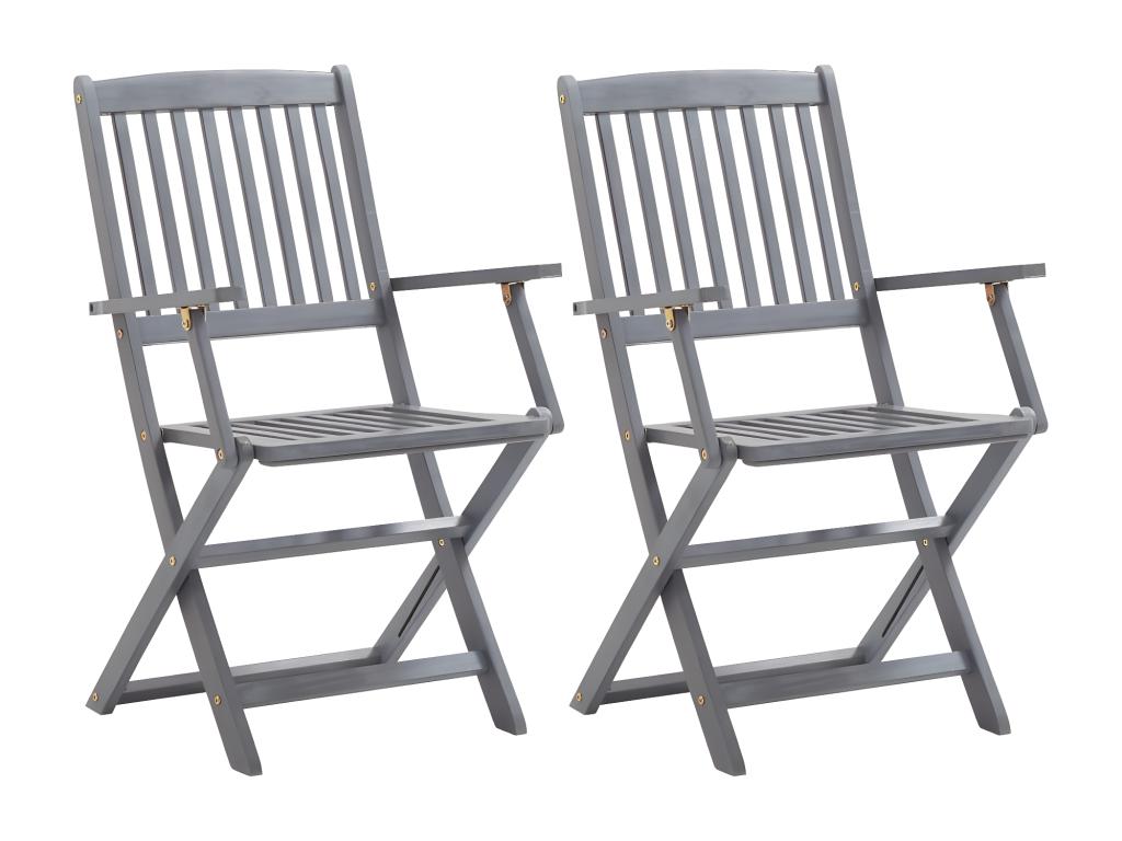 Set of 2 folding outdoor chairs and cushions, Bois d'Vertchez