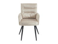 Set of 2 chairs with armrests in fabric and black metal - Cream - Meublita