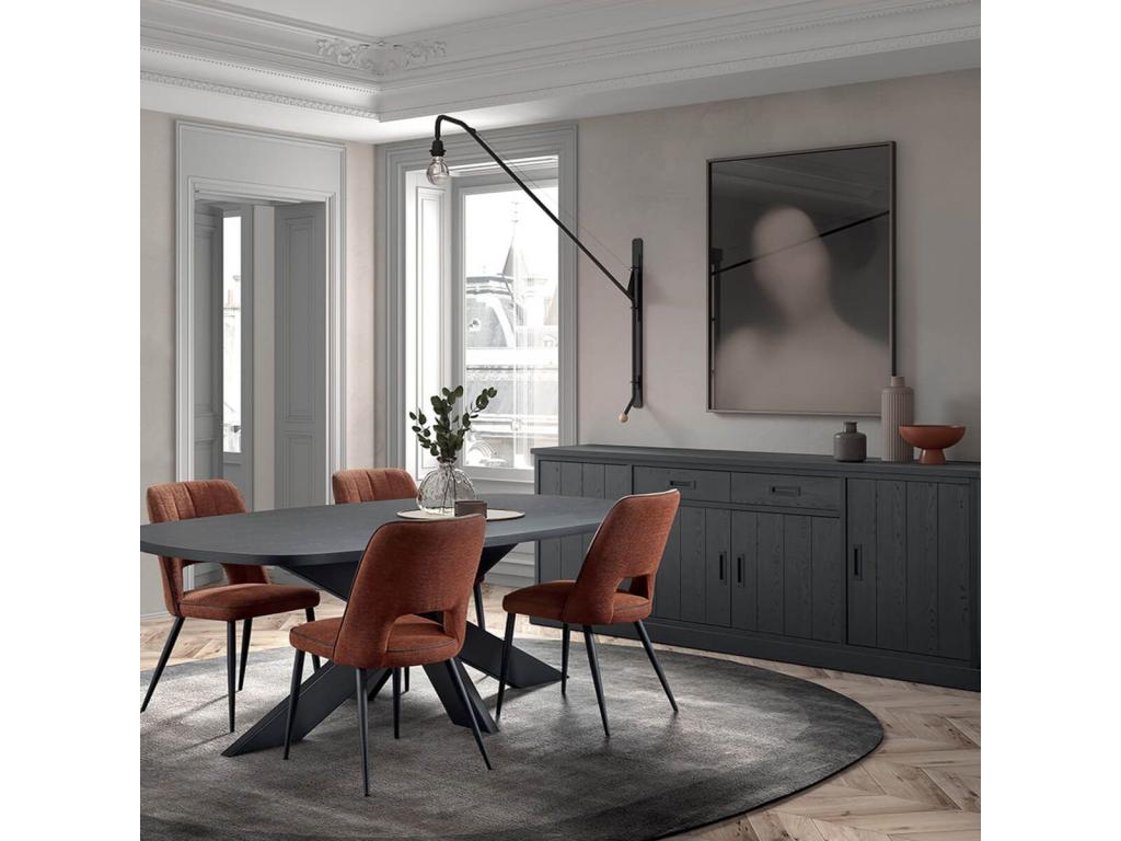 Vertchez - 4-Door Buffet and 200cm Oval Dining Table Set