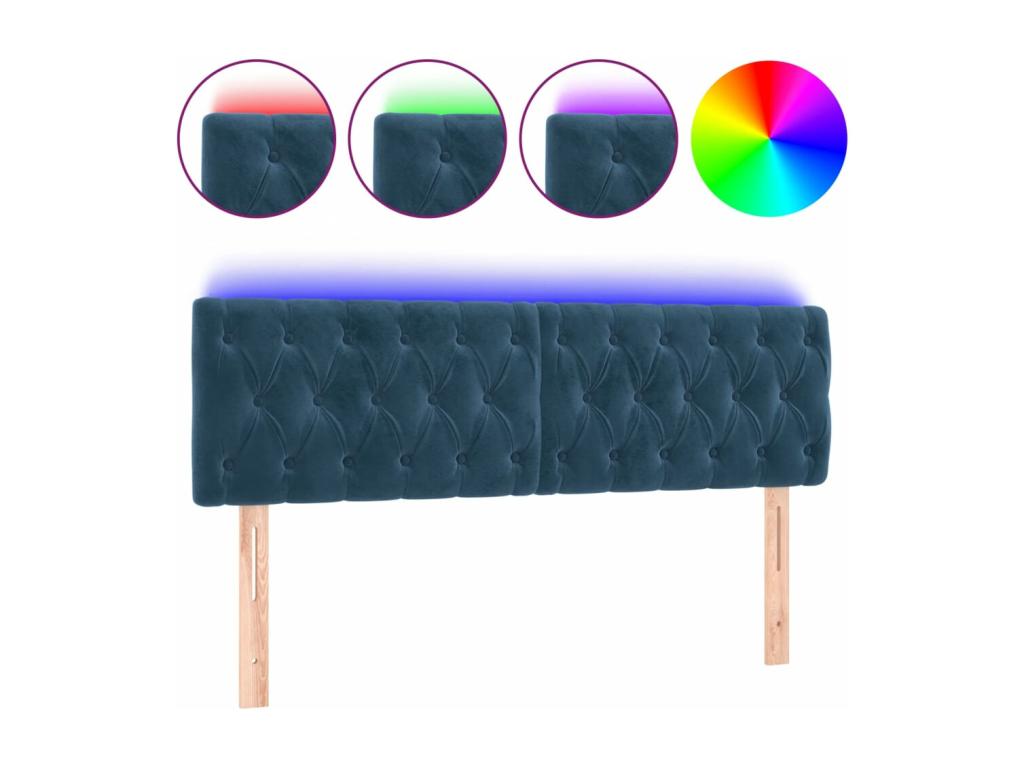 Dark Blue LED Headboard 160x7x78/88 cm Velvet