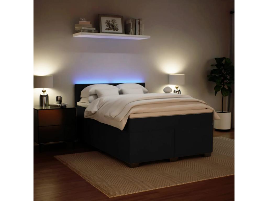 Vertchez bed base with black velvet mattress 140x190 cm