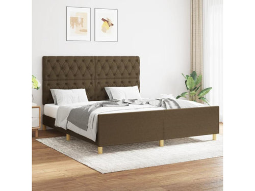 Bed frame with headboard, dark brown, 160x200 cm, fabric