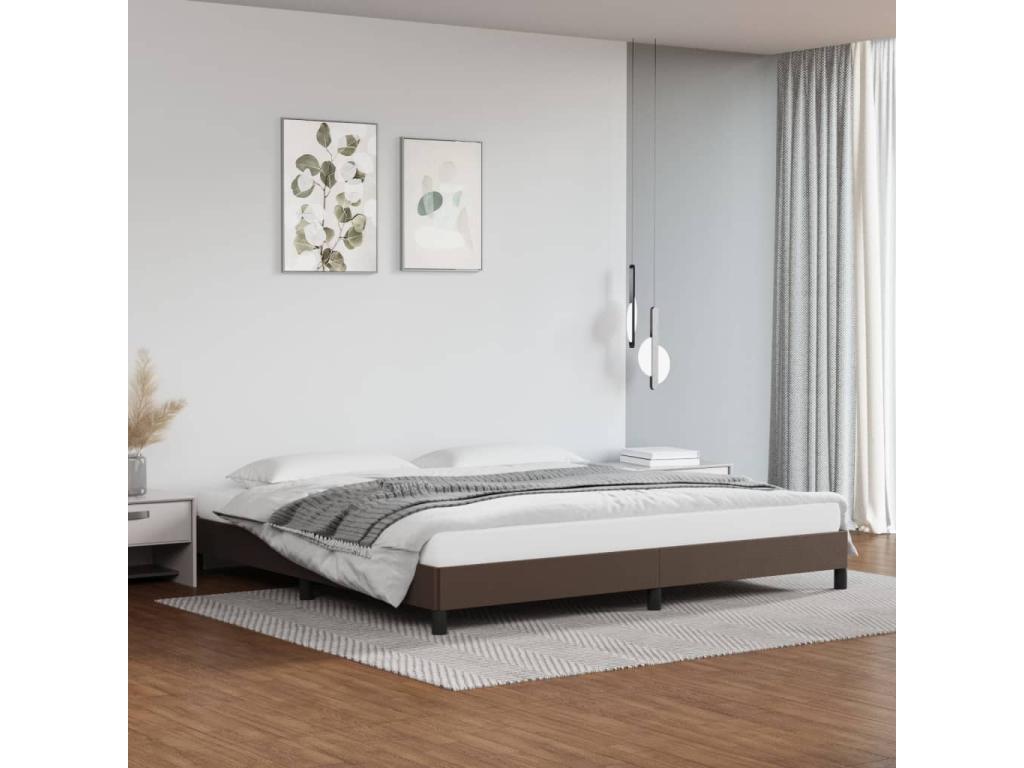 Brown faux leather bed frame (without mattress) 200x200 cm