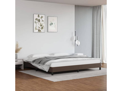 Brown faux leather bed frame (without mattress) 200x200 cm
