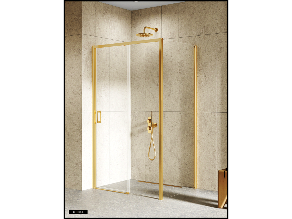 Shower Door with Side Panel - 120x70x200 - BRUSHED GOLD - TOP - LEFT