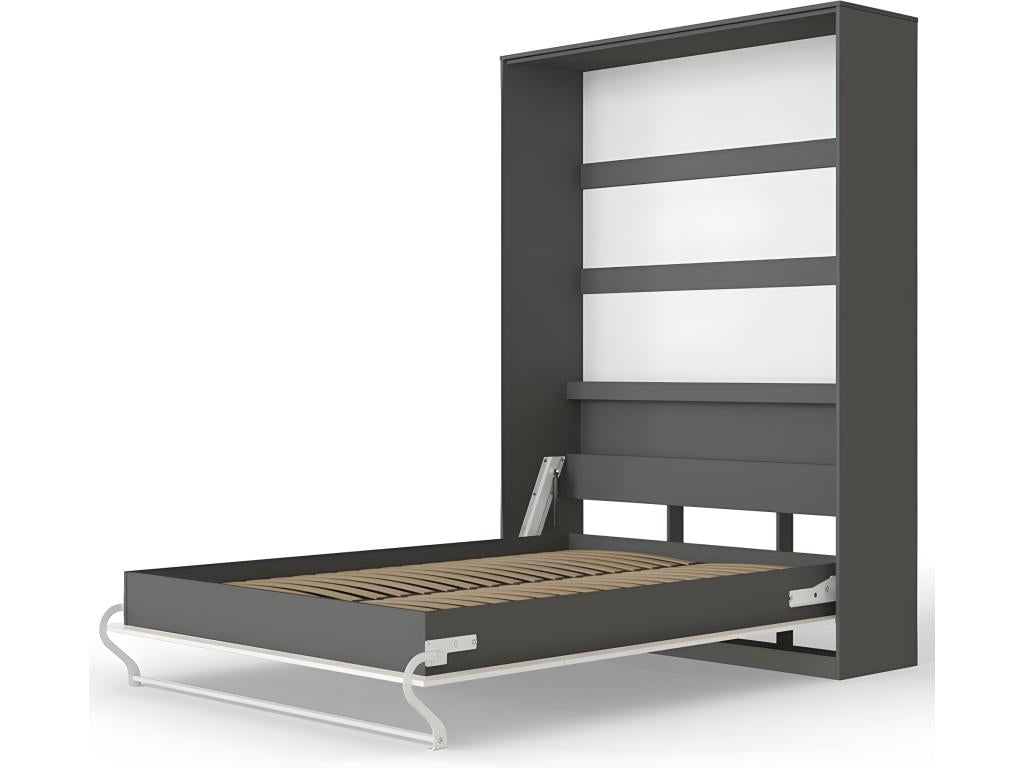 Wall Bed 140x200cm Foldable Bed Wall Bed Vertical Furniture Anthracite/Glossy White
