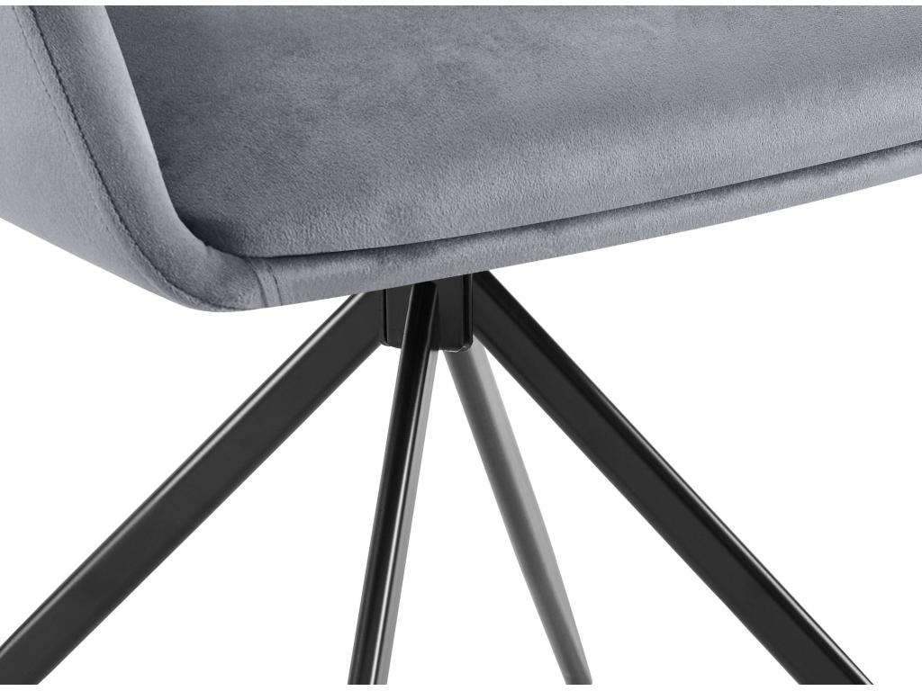 Chairs with armrests - Velvet / Matte black metal - Dark grey - Meublita