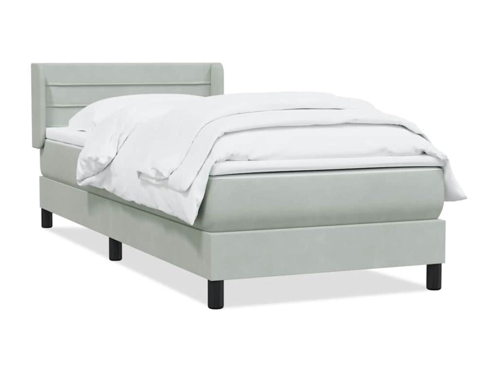 Meublita bed base and light grey 90x210 cm velvet mattress