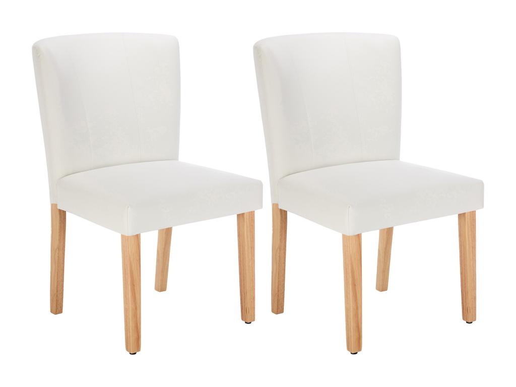 Set of 2 chairs in faux leather and rubberwood - White - Meublita