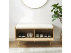 Meublita - Entryway bench with shoe storage in wood and caning, 100cm long - Light wood