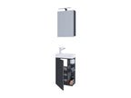Meublita 3-piece bathroom furniture set: guest toilet, guest bathroom sink, small narrow vanity unit, anthracite