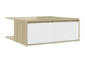 Meublita white and oak coffee table, 80x80x31 cm, engineered wood