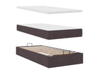 Ottoman bed frame with dark brown mattress 90x200 cm fabric