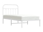 Metal bed frame with white headboard 90x190 cm
